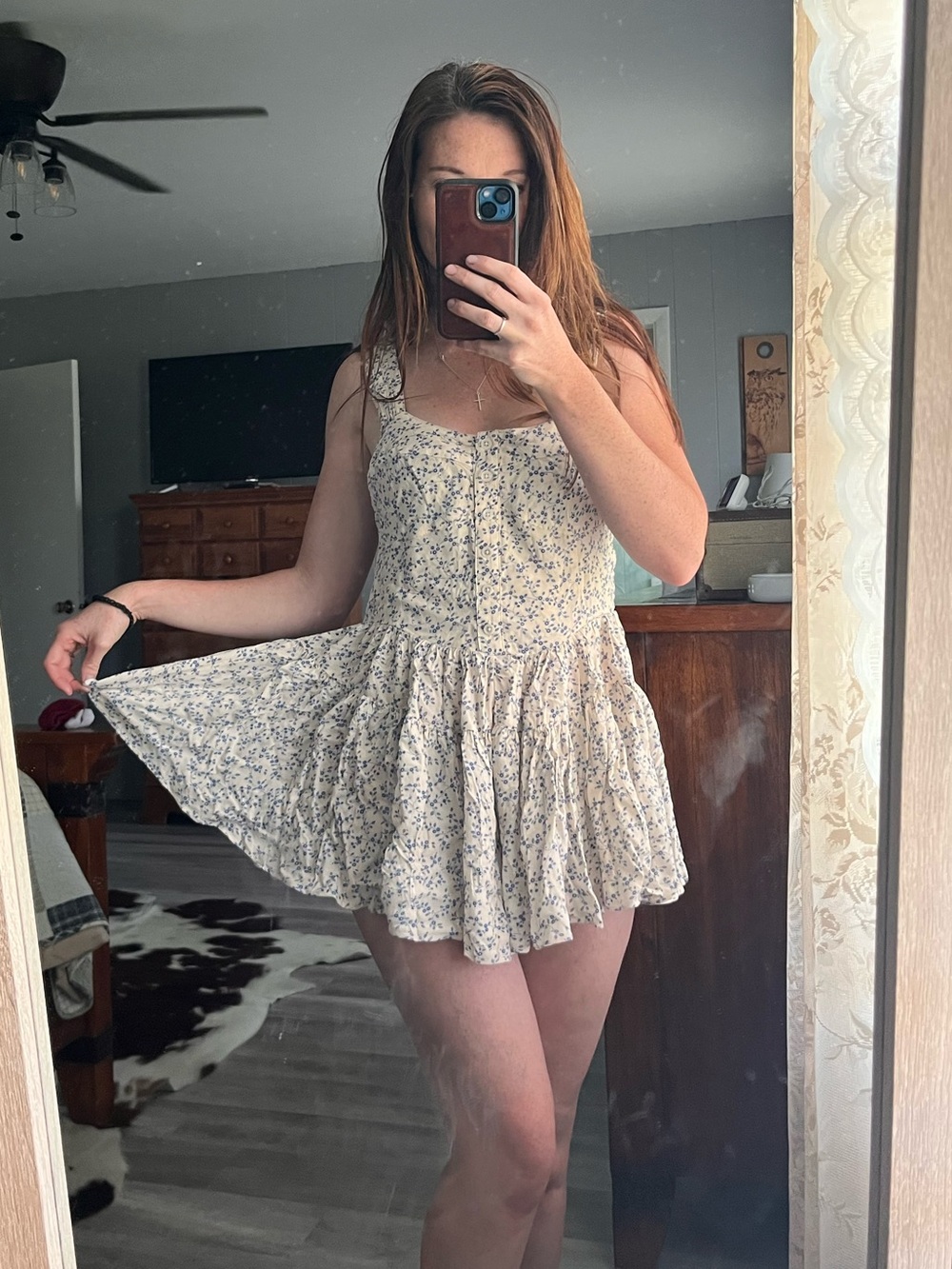 Floral Romper- Cream Floral Mini Romper